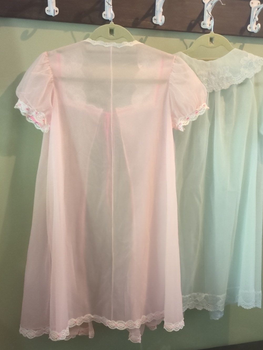 Vintage Vanity Fair & Shadowline Sheer Peignoir Robe Set Pink Blue Lace SP - Picture 12 of 16